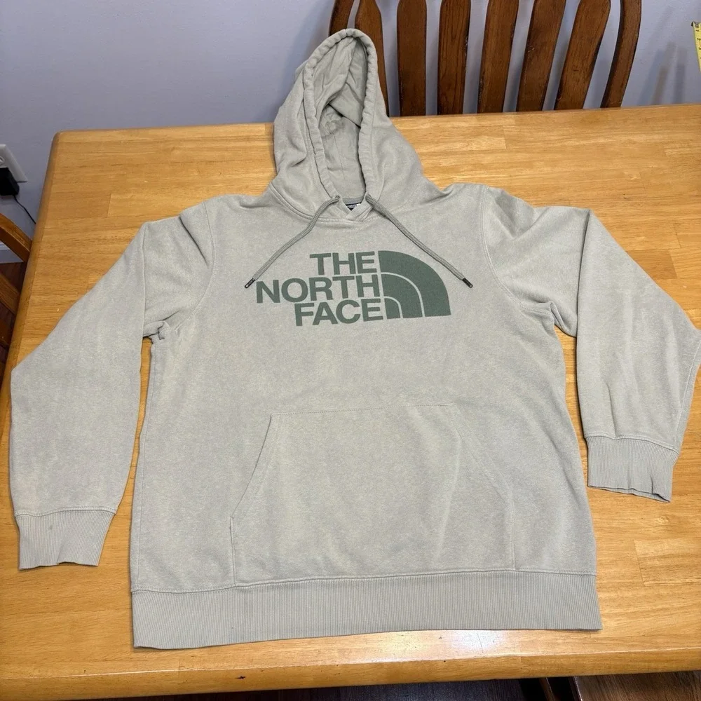 The North Face Hoodie Mens Size L Half Dome Pullover‎ Sweater Light Sage Green